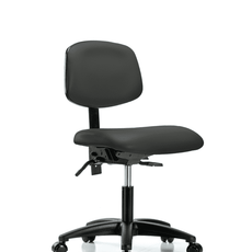 Vinyl Chair - Desk Height with Casters in Charcoal Trailblazer Vinyl - VDHCH-RG-T0-A0-RC-8605