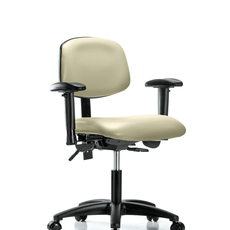 Vinyl Chair - Desk Height with Adjustable Arms & Casters in Adobe White Trailblazer Vinyl - VDHCH-RG-T0-A1-RC-8501