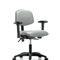 Vinyl Chair - Desk Height with Adjustable Arms & Casters in Dove Trailblazer Vinyl - VDHCH-RG-T0-A1-RC-8567