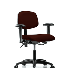 Vinyl Chair - Desk Height with Adjustable Arms & Casters in Burgundy Trailblazer Vinyl - VDHCH-RG-T0-A1-RC-8569