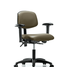 Vinyl Chair - Desk Height with Adjustable Arms & Casters in Taupe Supernova Vinyl - VDHCH-RG-T0-A1-RC-8809