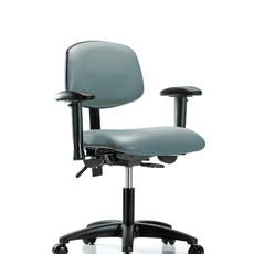 Vinyl Chair - Desk Height with Adjustable Arms & Casters in Storm Supernova Vinyl - VDHCH-RG-T0-A1-RC-8822