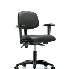 Vinyl Chair - Desk Height with Adjustable Arms & Casters in Carbon Supernova Vinyl - VDHCH-RG-T0-A1-RC-8823