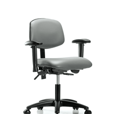 Vinyl Chair - Desk Height with Adjustable Arms & Casters in Sterling Supernova Vinyl - VDHCH-RG-T0-A1-RC-8840