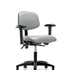 Vinyl Chair - Desk Height with Adjustable Arms & Stationary Glides in Dove Trailblazer Vinyl - VDHCH-RG-T0-A1-RG-8567