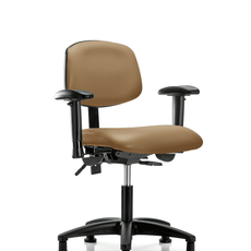 Vinyl Chair - Desk Height with Adjustable Arms & Stationary Glides in Taupe Trailblazer Vinyl - VDHCH-RG-T0-A1-RG-8584