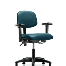 Vinyl Chair - Desk Height with Adjustable Arms & Stationary Glides in Marine Blue Supernova Vinyl - VDHCH-RG-T0-A1-RG-8801