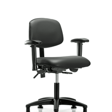 Vinyl Chair - Desk Height with Adjustable Arms & Stationary Glides in Carbon Supernova Vinyl - VDHCH-RG-T0-A1-RG-8823