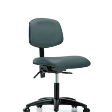 Vinyl Chair - Desk Height with Seat Tilt & Casters in Colonial Blue Trailblazer Vinyl - VDHCH-RG-T1-A0-RC-8546