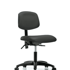 Vinyl Chair - Desk Height with Seat Tilt & Casters in Charcoal Trailblazer Vinyl - VDHCH-RG-T1-A0-RC-8605