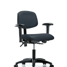 Vinyl Chair - Desk Height with Seat Tilt, Adjustable Arms, & Casters in Imperial Blue Trailblazer Vinyl - VDHCH-RG-T1-A1-RC-8582
