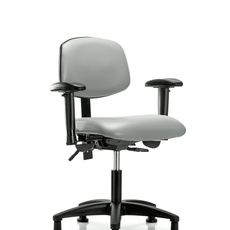 Vinyl Chair - Desk Height with Seat Tilt, Adjustable Arms, & Stationary Glides in Dove Trailblazer Vinyl - VDHCH-RG-T1-A1-RG-8567