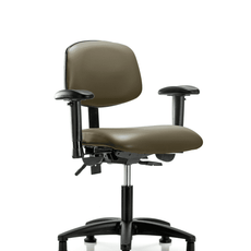 Vinyl Chair - Desk Height with Seat Tilt, Adjustable Arms, & Stationary Glides in Taupe Supernova Vinyl - VDHCH-RG-T1-A1-RG-8809