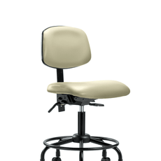 Vinyl Chair - Desk Height with Round Tube Base & Casters in Adobe White Trailblazer Vinyl - VDHCH-RT-T0-A0-RC-8501