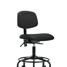 Vinyl Chair - Desk Height with Round Tube Base & Casters in Black Trailblazer Vinyl - VDHCH-RT-T0-A0-RC-8540