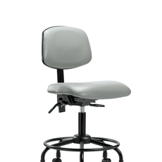 Vinyl Chair - Desk Height with Round Tube Base & Casters in Dove Trailblazer Vinyl - VDHCH-RT-T0-A0-RC-8567