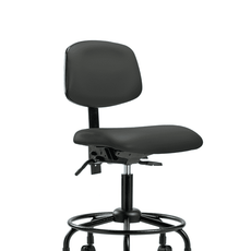 Vinyl Chair - Desk Height with Round Tube Base & Casters in Charcoal Trailblazer Vinyl - VDHCH-RT-T0-A0-RC-8605