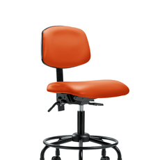 Vinyl Chair - Desk Height with Round Tube Base & Casters in Orange Kist Trailblazer Vinyl - VDHCH-RT-T0-A0-RC-8613