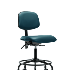 Vinyl Chair - Desk Height with Round Tube Base & Casters in Marine Blue Supernova Vinyl - VDHCH-RT-T0-A0-RC-8801