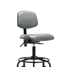 Vinyl Chair - Desk Height with Round Tube Base & Casters in Sterling Supernova Vinyl - VDHCH-RT-T0-A0-RC-8840