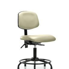 Vinyl Chair - Desk Height with Round Tube Base & Stationary Glides in Adobe White Trailblazer Vinyl - VDHCH-RT-T0-A0-RG-8501