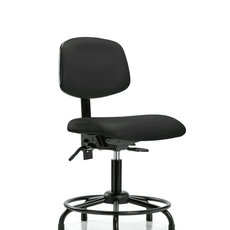 Vinyl Chair - Desk Height with Round Tube Base & Stationary Glides in Black Trailblazer Vinyl - VDHCH-RT-T0-A0-RG-8540