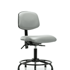 Vinyl Chair - Desk Height with Round Tube Base & Stationary Glides in Dove Trailblazer Vinyl - VDHCH-RT-T0-A0-RG-8567