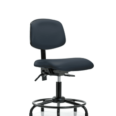 Vinyl Chair - Desk Height with Round Tube Base & Stationary Glides in Imperial Blue Trailblazer Vinyl - VDHCH-RT-T0-A0-RG-8582