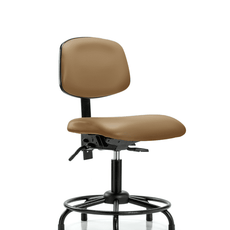 Vinyl Chair - Desk Height with Round Tube Base & Stationary Glides in Taupe Trailblazer Vinyl - VDHCH-RT-T0-A0-RG-8584