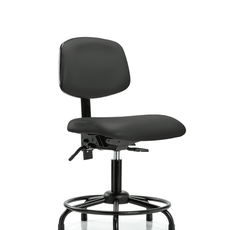 Vinyl Chair - Desk Height with Round Tube Base & Stationary Glides in Charcoal Trailblazer Vinyl - VDHCH-RT-T0-A0-RG-8605