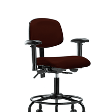 Vinyl Chair - Desk Height with Round Tube Base, Adjustable Arms, & Casters in Burgundy Trailblazer Vinyl - VDHCH-RT-T0-A1-RC-8569