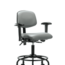 Vinyl Chair - Desk Height with Round Tube Base, Adjustable Arms, & Casters in Sterling Supernova Vinyl - VDHCH-RT-T0-A1-RC-8840
