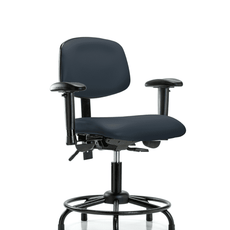 Vinyl Chair - Desk Height with Round Tube Base, Adjustable Arms, & Stationary Glides in Imperial Blue Trailblazer Vinyl - VDHCH-RT-T0-A1-RG-8582