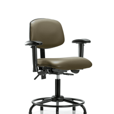 Vinyl Chair - Desk Height with Round Tube Base, Adjustable Arms, & Stationary Glides in Taupe Supernova Vinyl - VDHCH-RT-T0-A1-RG-8809