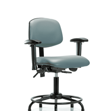 Vinyl Chair - Desk Height with Round Tube Base, Adjustable Arms, & Stationary Glides in Storm Supernova Vinyl - VDHCH-RT-T0-A1-RG-8822