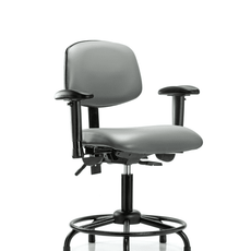 Vinyl Chair - Desk Height with Round Tube Base, Adjustable Arms, & Stationary Glides in Sterling Supernova Vinyl - VDHCH-RT-T0-A1-RG-8840