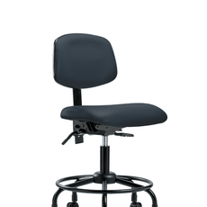 Vinyl Chair - Desk Height with Round Tube Base, Seat Tilt, & Casters in Imperial Blue Trailblazer Vinyl - VDHCH-RT-T1-A0-RC-8582