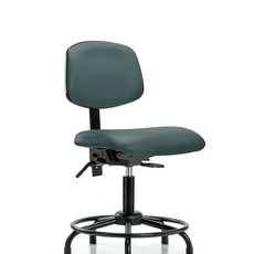Vinyl Chair - Desk Height with Round Tube Base, Seat Tilt, & Stationary Glides in Colonial Blue Trailblazer Vinyl - VDHCH-RT-T1-A0-RG-8546