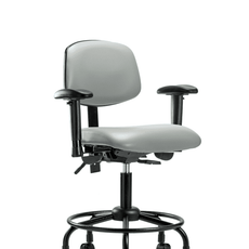 Vinyl Chair - Desk Height with Round Tube Base, Seat Tilt, Adjustable Arms, & Casters in Dove Trailblazer Vinyl - VDHCH-RT-T1-A1-RC-8567