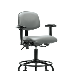 Vinyl Chair - Desk Height with Round Tube Base, Seat Tilt, Adjustable Arms, & Casters in Sterling Supernova Vinyl - VDHCH-RT-T1-A1-RC-8840