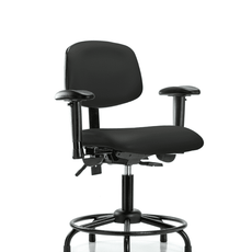 Vinyl Chair - Desk Height with Round Tube Base, Seat Tilt, Adjustable Arms, & Stationary Glides in Black Trailblazer Vinyl - VDHCH-RT-T1-A1-RG-8540