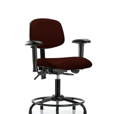 Vinyl Chair - Desk Height with Round Tube Base, Seat Tilt, Adjustable Arms, & Stationary Glides in Burgundy Trailblazer Vinyl - VDHCH-RT-T1-A1-RG-8569