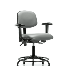 Vinyl Chair - Desk Height with Round Tube Base, Seat Tilt, Adjustable Arms, & Stationary Glides in Sterling Supernova Vinyl - VDHCH-RT-T1-A1-RG-8840