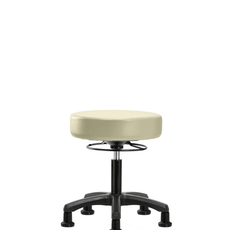 Vinyl Mini-Stool - Desk Height with Stationary Glides in Adobe White Trailblazer Vinyl - VDHMS-RG-RG-8501