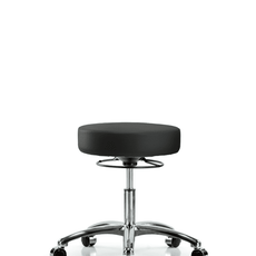Vinyl Stool without Back Chrome - Desk Height with Casters in Black Trailblazer Vinyl - VDHSO-CR-CC-8540