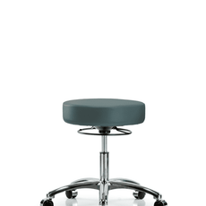 Vinyl Stool without Back Chrome - Desk Height with Casters in Colonial Blue Trailblazer Vinyl - VDHSO-CR-CC-8546