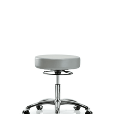 Vinyl Stool without Back Chrome - Desk Height with Casters in Dove Trailblazer Vinyl - VDHSO-CR-CC-8567