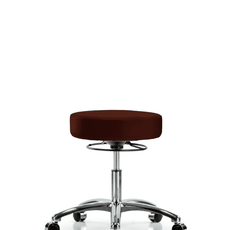 Vinyl Stool without Back Chrome - Desk Height with Casters in Burgundy Trailblazer Vinyl - VDHSO-CR-CC-8569