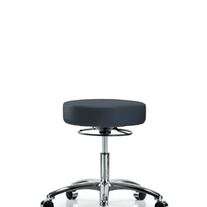 Vinyl Stool without Back Chrome - Desk Height with Casters in Imperial Blue Trailblazer Vinyl - VDHSO-CR-CC-8582