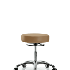 Vinyl Stool without Back Chrome - Desk Height with Casters in Taupe Trailblazer Vinyl - VDHSO-CR-CC-8584